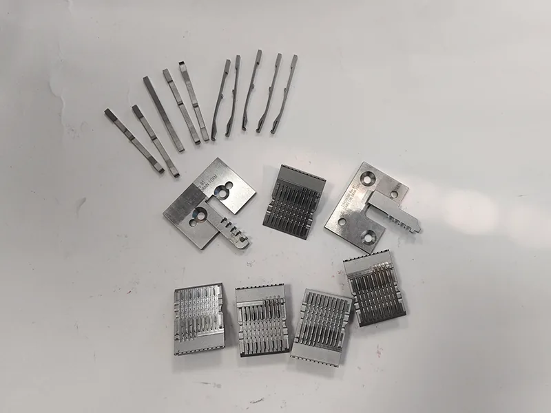 Connector stamping die blade insert set + formed contact blades (wire EDM), view 4